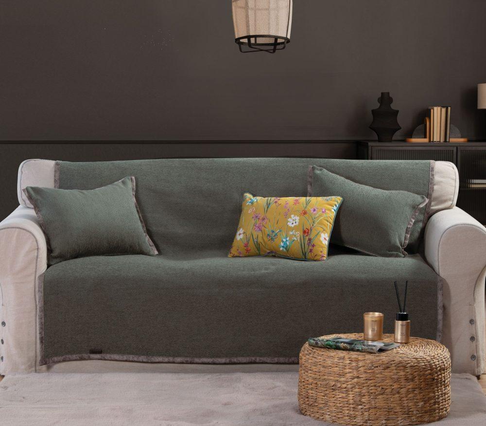 Ριχτάρι Πολυθρόνας Ακρυλικό Nef-Nef Homeware New Tanger Forest Green/Ecru 180x350