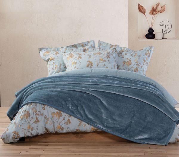 Κουβέρτα Υπέρδιπλη Βελουτέ Nef-Nef Homeware Loft Smoke Blue 220x240 Nef-Nef Homeware 452