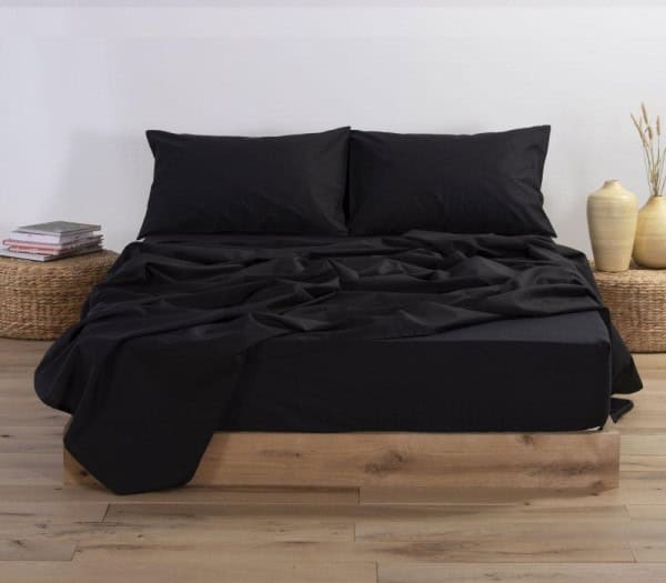 Σεντόνι Ημίδιπλο με Λάστιχο Nef-Nef Homeware Basic Black 120x200+30