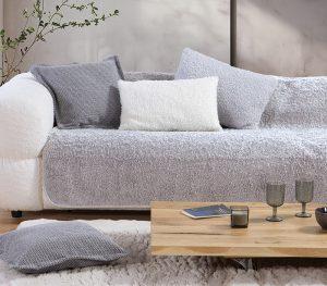 Ριχτάρι Διθέσιου Καναπέ Γούνινο Nef-Nef Homeware Vanjel Silver 150x250