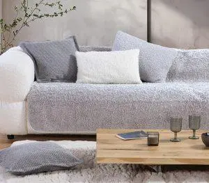 Ριχτάρι Τριθέσιου Καναπέ Γούνινο Nef-Nef Homeware Vanjel Silver 150x300