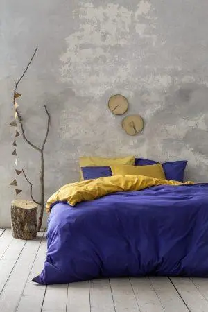 Nima Home Σετ Παπλωματοθήκη Υπέρδιπλη Abalone - Blue / Mustard Beige 220x240
