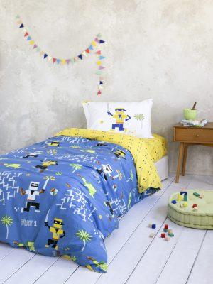Σετ Παιδική Παπλωματοθήκη Μονή Nima Home Atari Blue/Yellow 160x240
