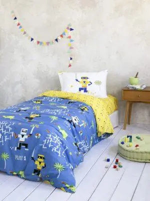 Σετ Παιδική Παπλωματοθήκη Μονή Nima Home Atari Blue/Yellow 160x240