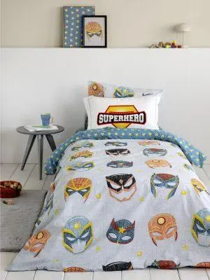 Σετ Παιδική Παπλωματοθήκη Μονή Nima Home Superheroes Blue/Grey 160x240
