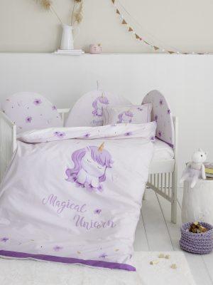 Βρεφικό Κουβερλί Κούνιας Βαμβακερό Nima Home Magical Unicorn Lilac 100x140