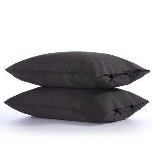 Σετ Μαξιλαροθήκες 2τμχ Λινές Nef-Nef Cotton-Linen Anthracite 52x72