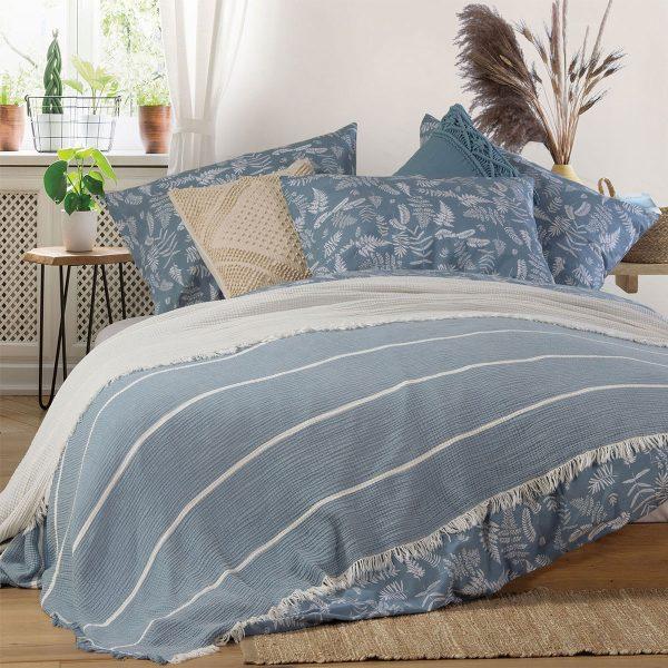 Κουβέρτα Υπέρδιπλη Βαμβακερή Nef-Nef Homeware Blue World 230x240 Nef-Nef Homeware Κουβέρτα Υπέρδιπλη Βαμβακερή Nef-Nef Blue World 230x240