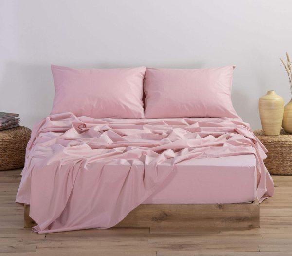 Σεντόνι Διπλό με Λάστιχο Nef-Nef Homeware Basic Pink 140x200+30 Nef-Nef Homeware bpp