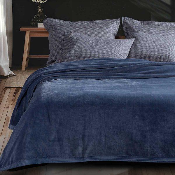 Κουβέρτα Υπέρδιπλη Βελουτέ Nef-Nef Homeware Elements Velosso 24 Blue 230x240 Nef-Nef Homeware vv
