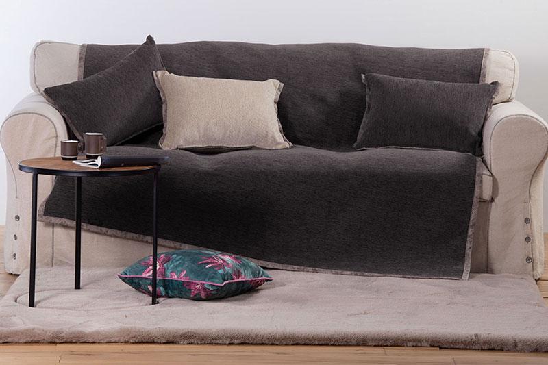 Ριχτάρι Τριθέσιου Καναπέ Ακρυλικό Nef-Nef Homeware New Tanger Graffite/Ecru 180x300 Nef-Nef Homeware tn