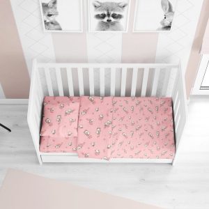 Dimcol ΠΑΠΛΩΜΑΤΟΘΗΚΗ ΕΜΠΡΙΜΕ bebe Birds 15 120Χ160 Pink Flannel cotton 100%