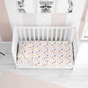 Dimcol ΣΕΝΤΟΝΙΑ ΕΜΠΡΙΜΕ ΣΕΤ 3 τεμ bebe Butterfly 49 120Χ160 Rotary Print Flannel cotton 100%