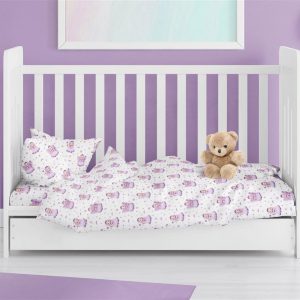 Dimcol ΠΑΠΛΩΜΑΤΟΘΗΚΗ ΕΜΠΡΙΜΕ bebe Fairy 86 120X160 White-Lilac 100% Cotton Flannel