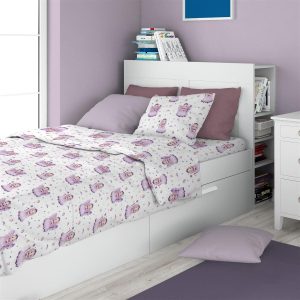 Dimcol ΣΕΝΤΟΝΙΑ ΕΜΠΡΙΜΕ ΣΕΤ 3 τεμ kids Fairy 86 160X240 White-Lilac 100% Cotton Flannel