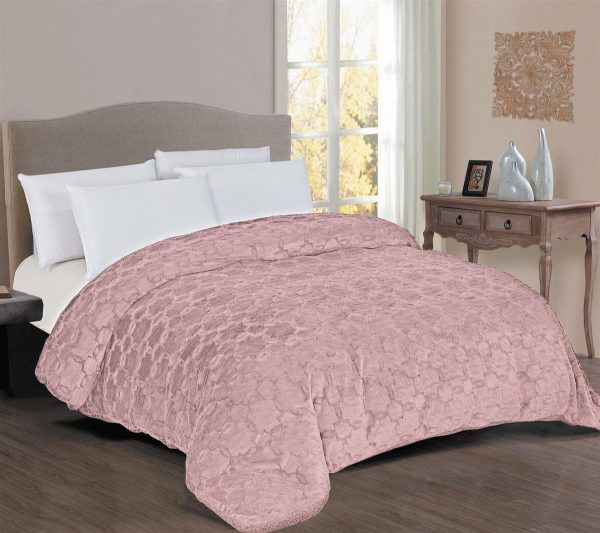 Dimcol Κουβερτοπάπλωμα Γούνα-Sherpa 730 gsm 1830 English Rose 160X220 100% Polyester