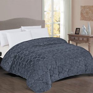 Dimcol Κουβερτοπάπλωμα Γούνα-Sherpa 730 gsm 1830 Grey 220X240 100% Polyester
