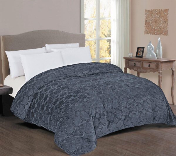 Dimcol Κουβερτοπάπλωμα Γούνα-Sherpa 730 gsm 1830 Grey 220X240 100% Polyester