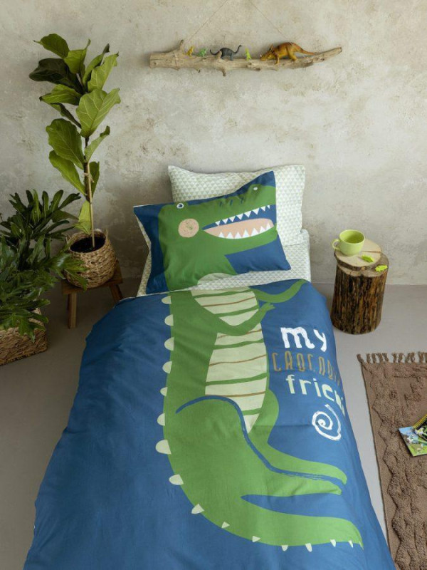 Σετ Παιδική Παπλωματοθήκη Μονή Nima Home Crocodile Blue/Green 160x240 Nima Home 20230919161701 7853b8d1