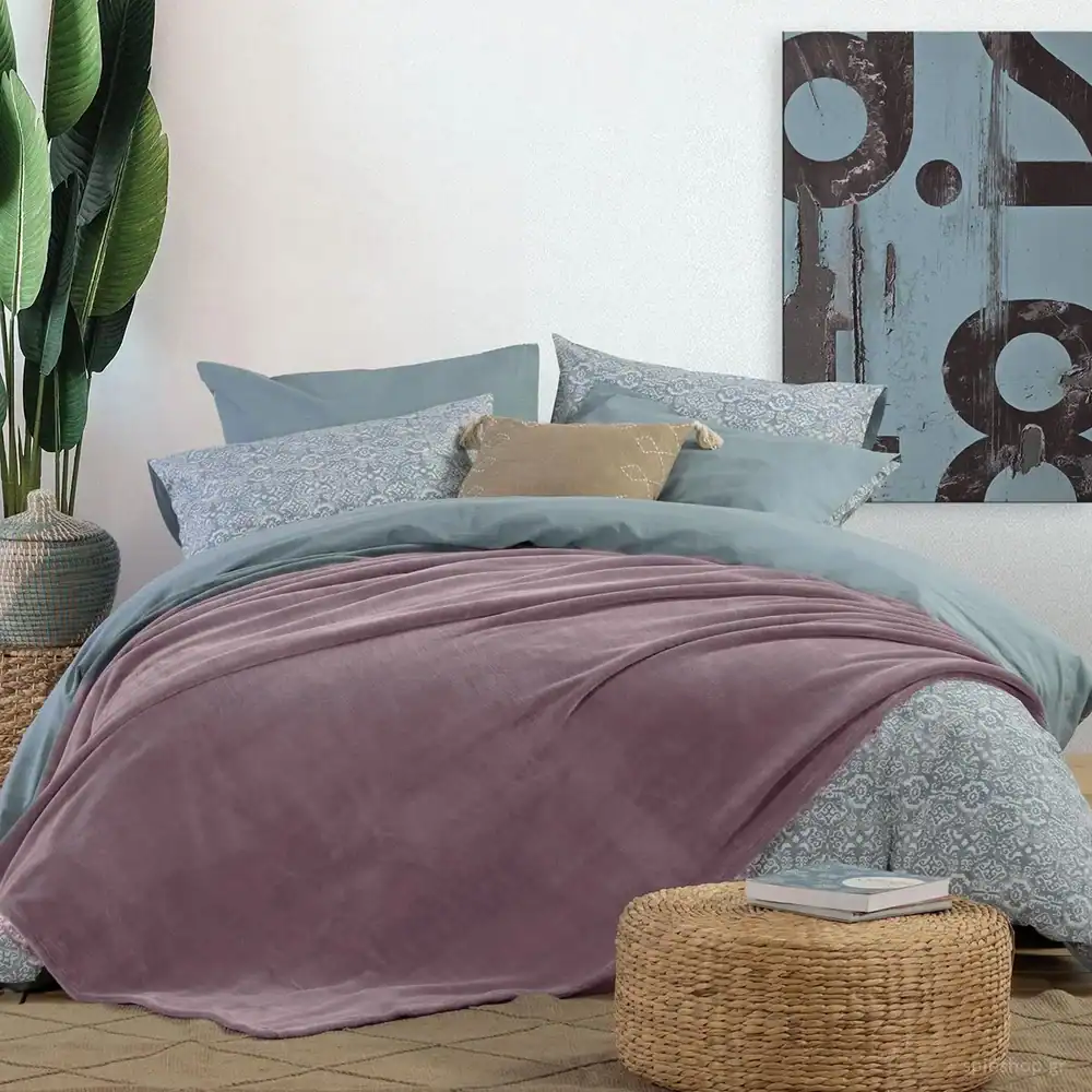 κουβέρτα fleece υπέρδιπλη nef nef cosy mauve