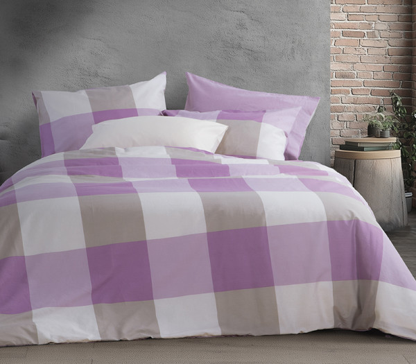 Σετ Σεντόνια Υπέρδιπλα Βαμβακερά Nef-Nef Homeware Casual Check Mauve 240×270