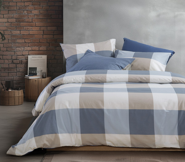 Σετ Σεντόνια King Size με Λάστιχο Βαμβακερά Nef-Nef Homeware Casual Check Denim 180x200+35 Nef-Nef Homeware Σετ Σεντόνια King Size με Λάστιχο Βαμβακερά Nef-Nef Homeware Casual Check Denim 180x200+35