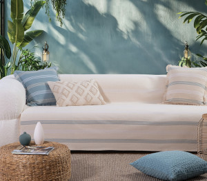 Ριχτάρι Διθέσιου Καναπέ Βαμβακερό Nef-Nef Homeware Spirit Blue Natural 180x250