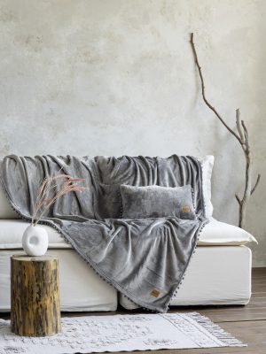 Ριχτάρι Διθέσιου Καναπέ Fleece Nima Home Macia Gray 180×250
