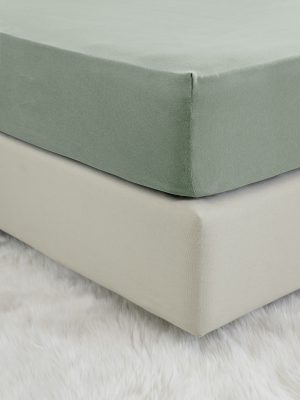 Σεντόνι Ημίδιπλο με Λάστιχο Jersey Nima Home Tender Rock Green 120×200+40