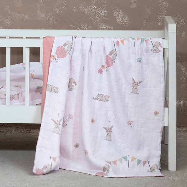 κουβέρτα μουσελίνα κούνιας nima baby bunny love