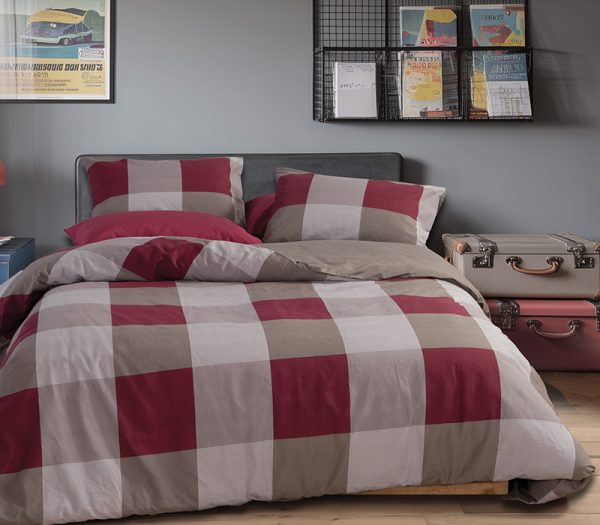 Σετ Παπλωματοθήκη Μονή Nef-Nef Homeware Casual Check Bordo 170x240