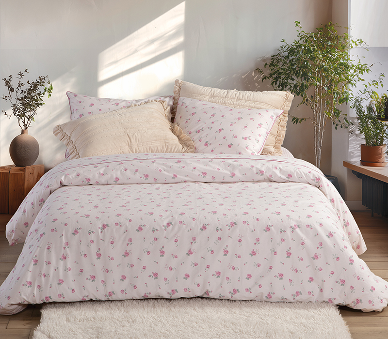 Σετ Σεντόνια Υπέρδιπλα Περκάλι Nef-Nef Homeware Serenity Loraley Pink 240×270