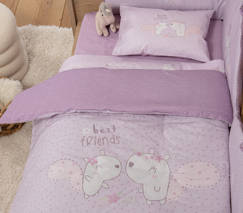 Βρεφικό Κουβερλί Κούνιας Βαμβακερό Nef-Nef Homeware Best Friends Lilac 110×140