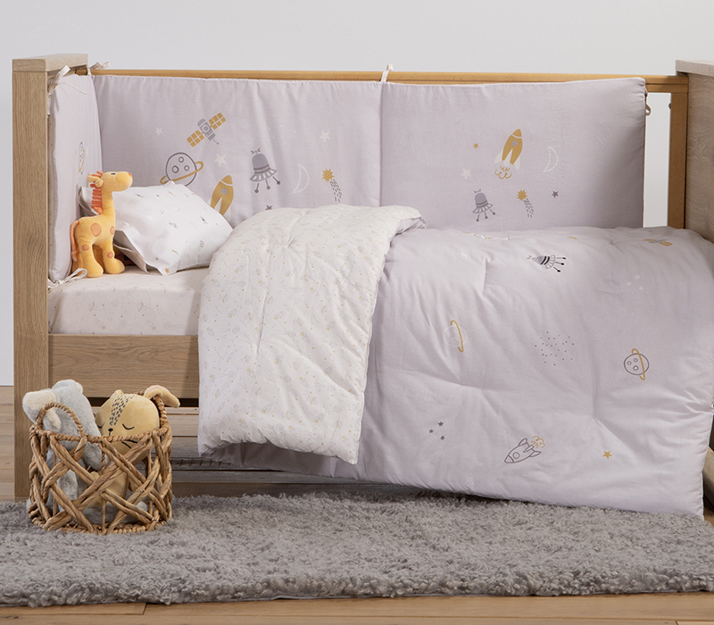 Βρεφικό Κουβερλί Κούνιας Βαμβακερό Nef-Nef Homeware My Universe Grey 110×140