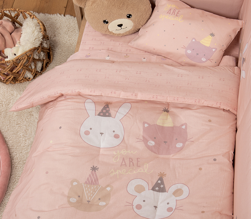 Βρεφικό Κουβερλί Κούνιας Βαμβακερό Nef-Nef Homeware Special Party Pink 110×140