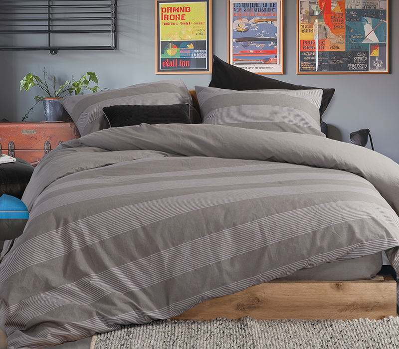 Σετ Σεντόνια King Size με Λάστιχο Nef-Nef Homeware Casual Stripe Dark Grey 180x200+35