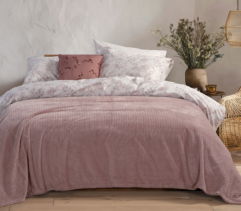 Κουβέρτα Υπέρδιπλη Fleece Nef-Nef Homeware Worth Mauve 220×240