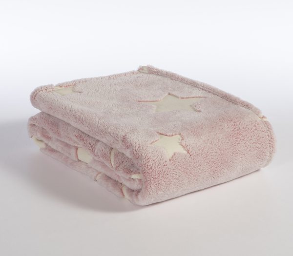 Βρεφική Κουβέρτα Κούνιας Φωσφοριζέ Fleece Nef-Nef Homeware Starlight Pink 110x150