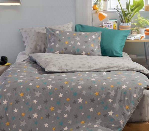 Σετ Παιδικά Σεντόνια Μονά Nef-Nef Homeware Stars Above Grey 170x260