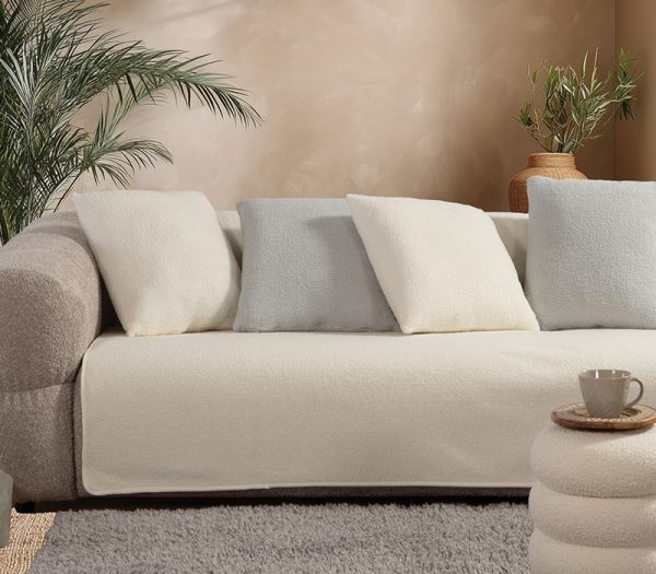 Ριχτάρι Διθέσιου Καναπέ Γούνινο Nef-Nef Homeware Breda Ecru 180×250