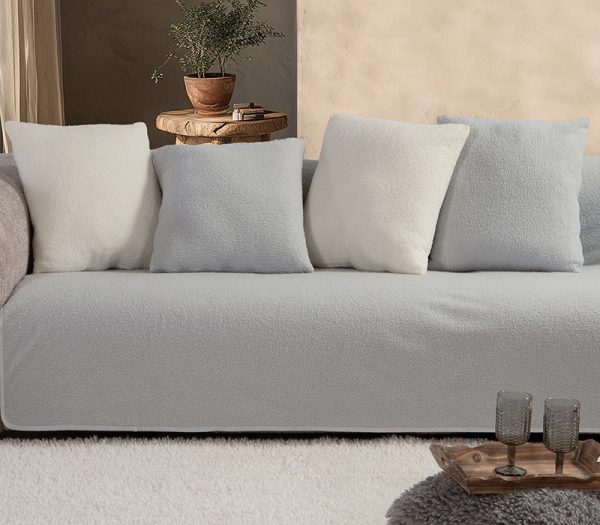 Ριχτάρι Τριθέσιου Καναπέ Γούνινο Nef-Nef Homeware Breda Silver 180x300 Nef-Nef Homeware Ριχτάρι Τριθέσιου Καναπέ Γούνινο Nef-Nef Homeware Breda Silver 180x300