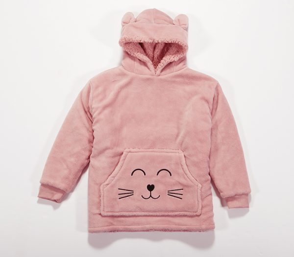 Παιδικό Πόντσο - Κουβέρτα με Μανίκια Fleece Nef-Nef Homeware Smiling Cat Pink