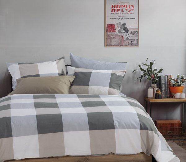 Σετ Παπλωματοθήκη Υπέρδιπλη Nef-Nef Homeware Casual Check Grey 240x230