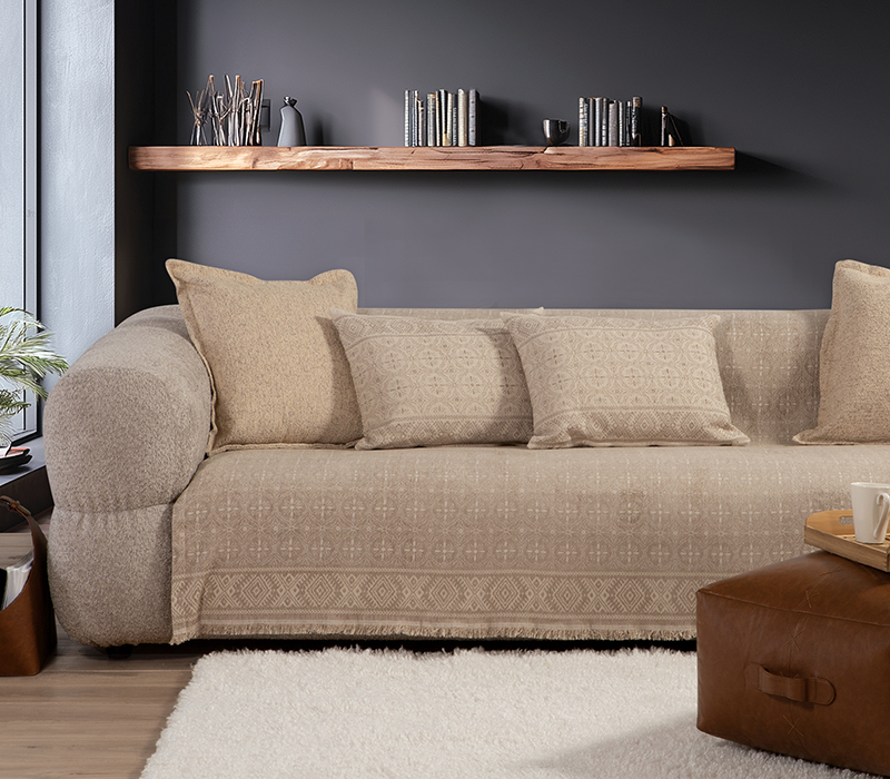 Ριχτάρι Διθέσιου Καναπέ Ακρυλικό Nef-Nef Homeware Jeneria Beige 170×250