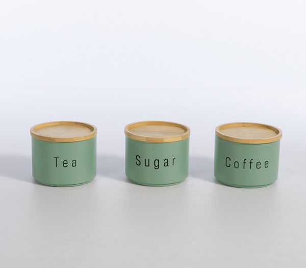 Σετ Δοχεία Αποθήκευσης 3τμχ Μεταλλικά Nef-Nef Homeware Coffee-Tea-Sugar Green Nef-Nef Homeware Σετ Δοχεία Αποθήκευσης 3τμχ Μεταλλικά Nef-Nef Homeware Coffee-Tea-Sugar Green