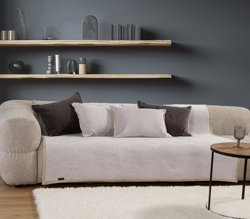 Ριχτάρι Τετραθέσιου Καναπέ Ακρυλικό Nef-Nef Homeware New Tanger New Light Grey/Ecru 180×350