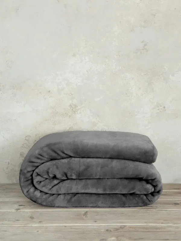 Nima Home Κουβέρτα Βελουτέ Υπέρδιπλη 220x240 Coperta - Dark Gray