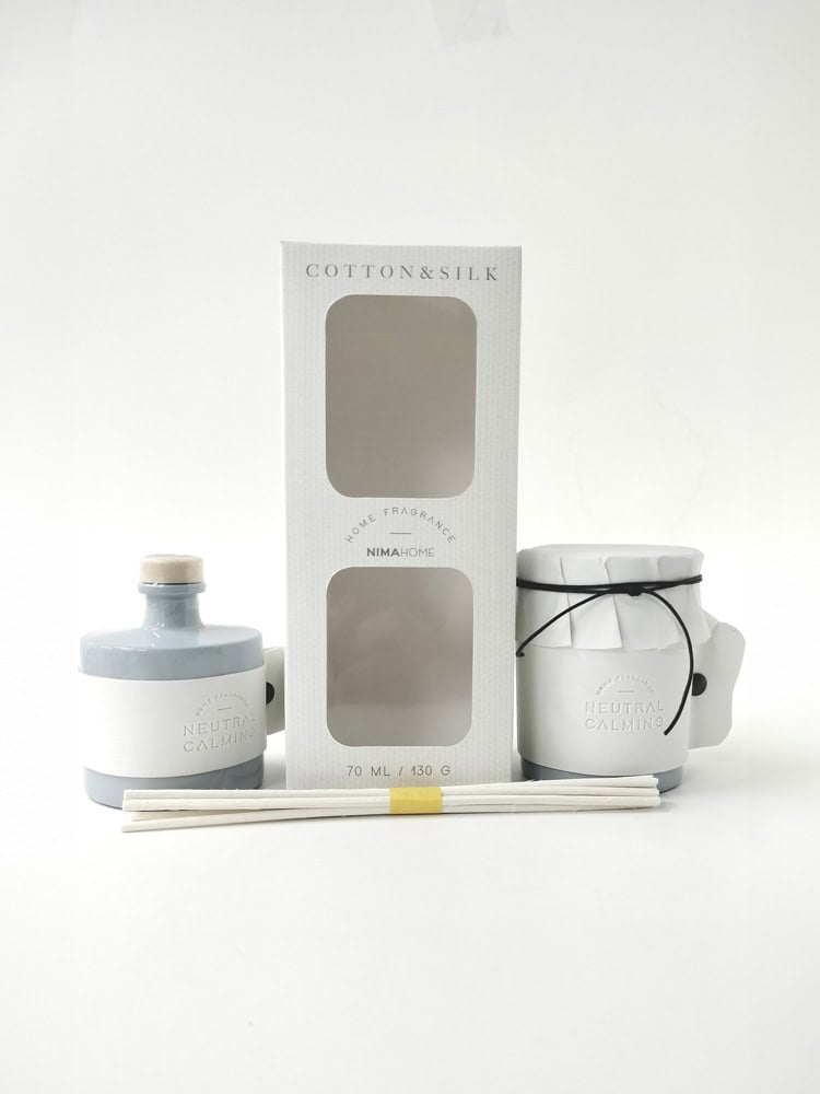 Nima Home Σετ Αρωματικό Χώρου με Στικ 70ml & Αρωματικό Κερί 130gr - Cotton & Silk