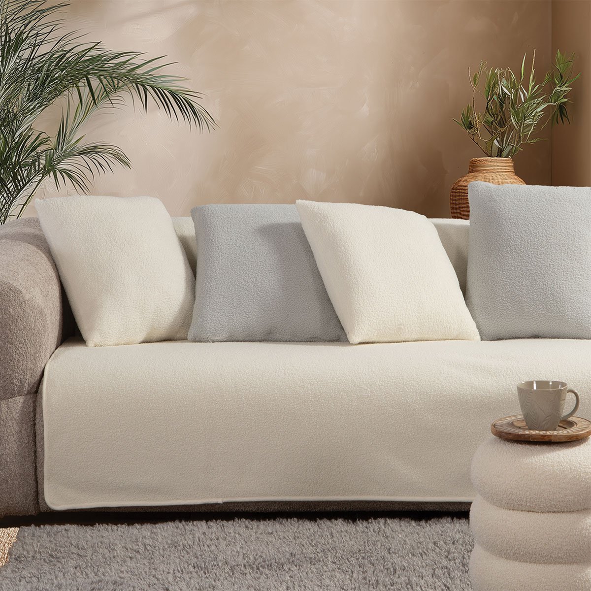 γούνινο ριχτάρι διθέσιου καναπέ 180x250 nef nef homeware breda ecru