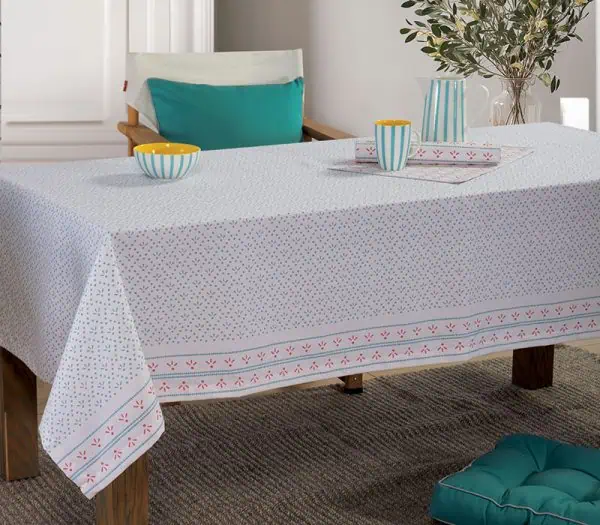 Τραπεζομαντηλο Ishmar Blue 140X140 Nef-Nef Homeware - Ecru/Aqua
